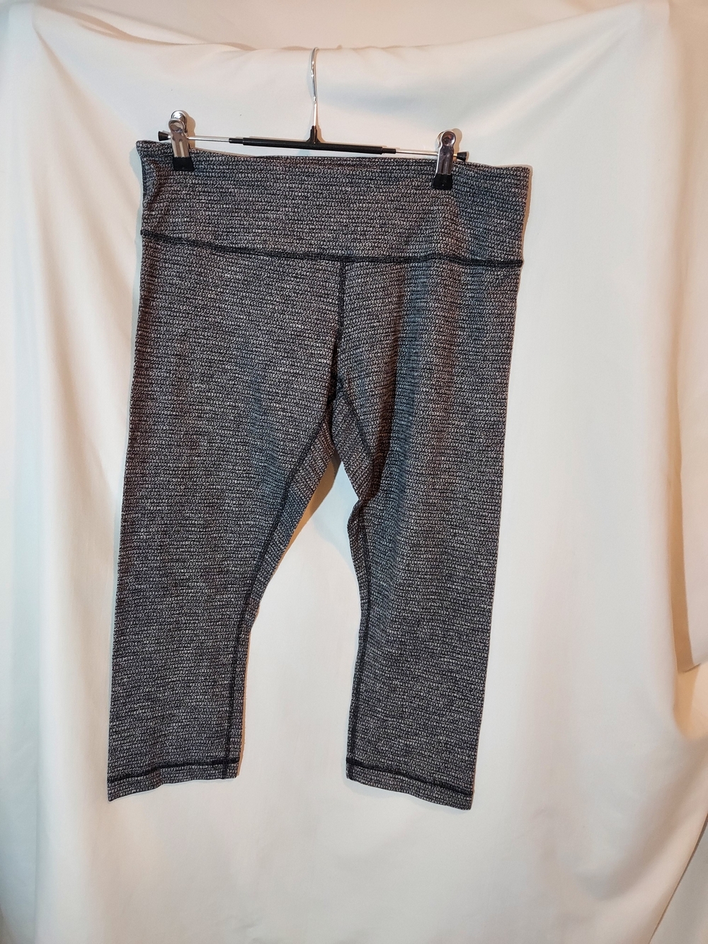 Lululemon Wunder Under Crop 21" Leggings Variegated Knit Black Gray Size 12
